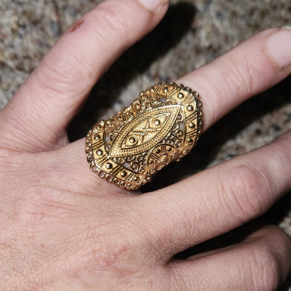 Intricate Gold Over Sterling Silver Statement Ring